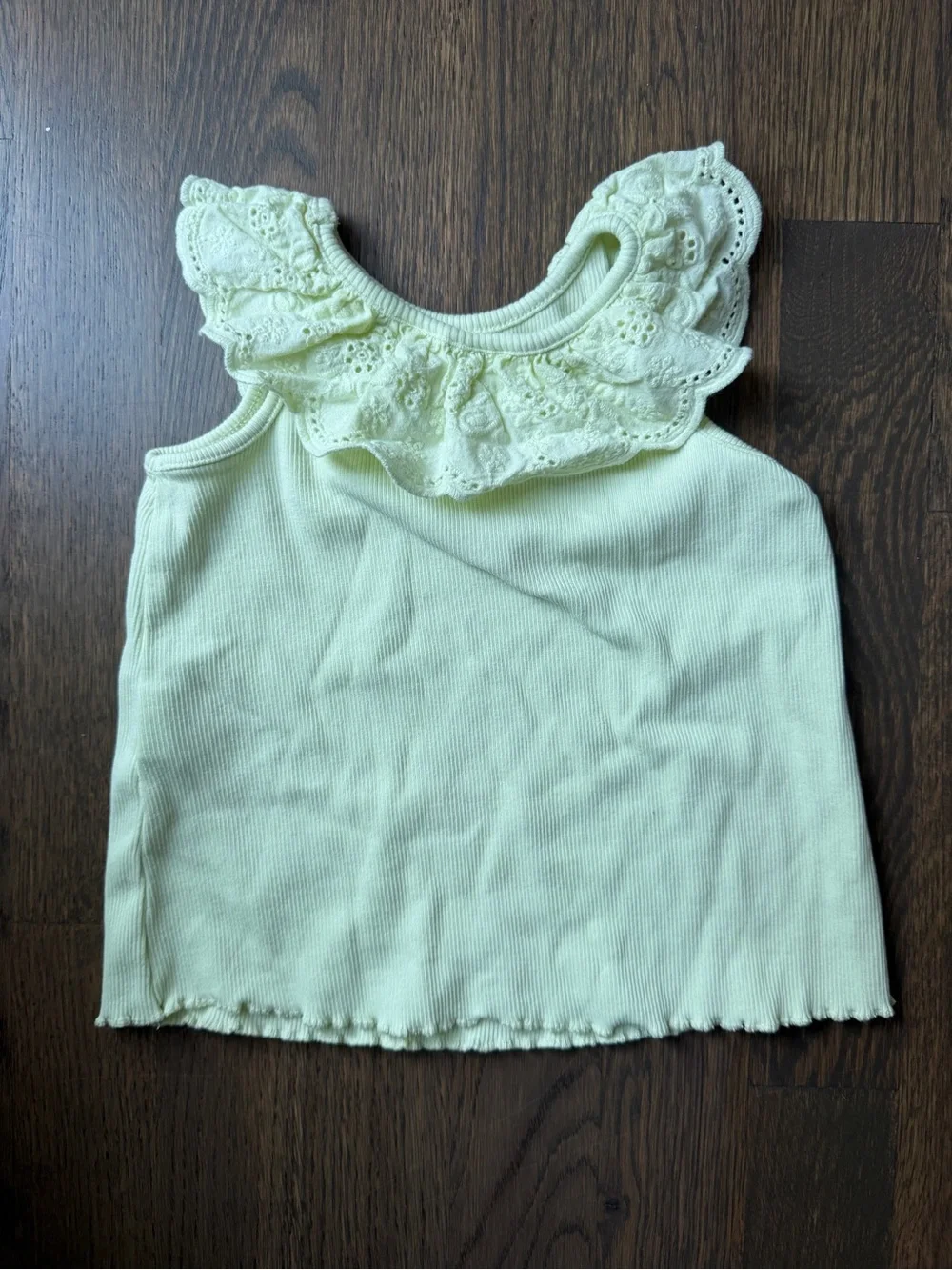 Zara Pale Green Ruffle Eyelet Tank Top